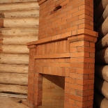 дровяной кирпичный камин Угловой камин, вид сбоку